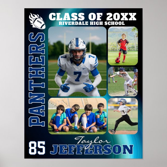 Fotbollslag High School Sport Bild Collage Poster (Framsidan)