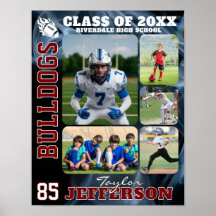 Fotbollslag High School Sport Bildcollage Poster