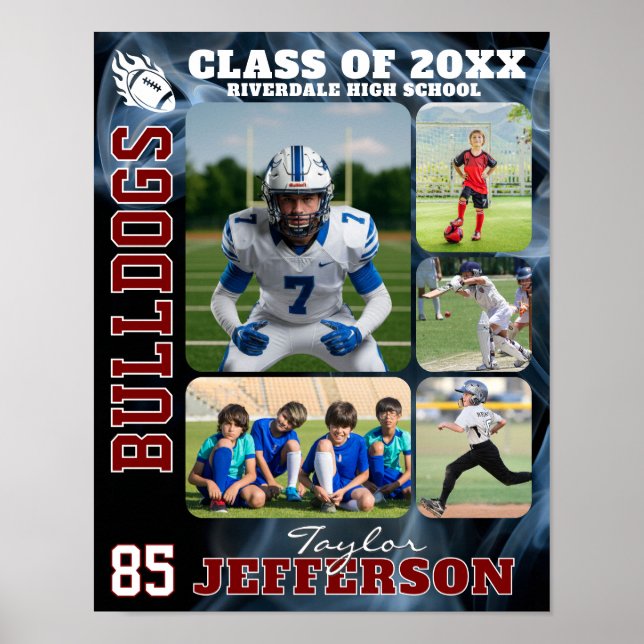 Fotbollslag High School Sport Bildcollage Poster (Framsidan)