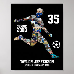 Fotbollslag Sport Anpassad Foto Collage Senior Poster