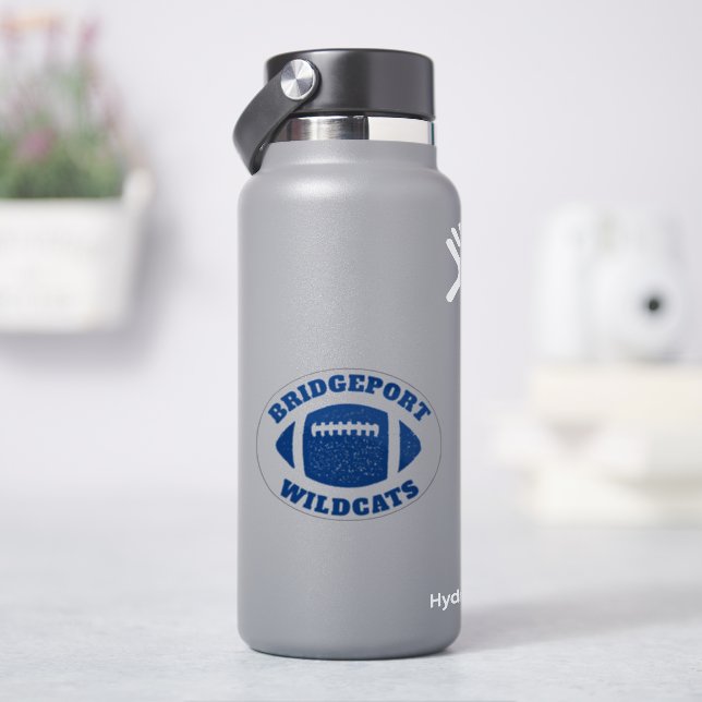 Fotbollslaget namn blå dekaler i personlig (HydroFlask)