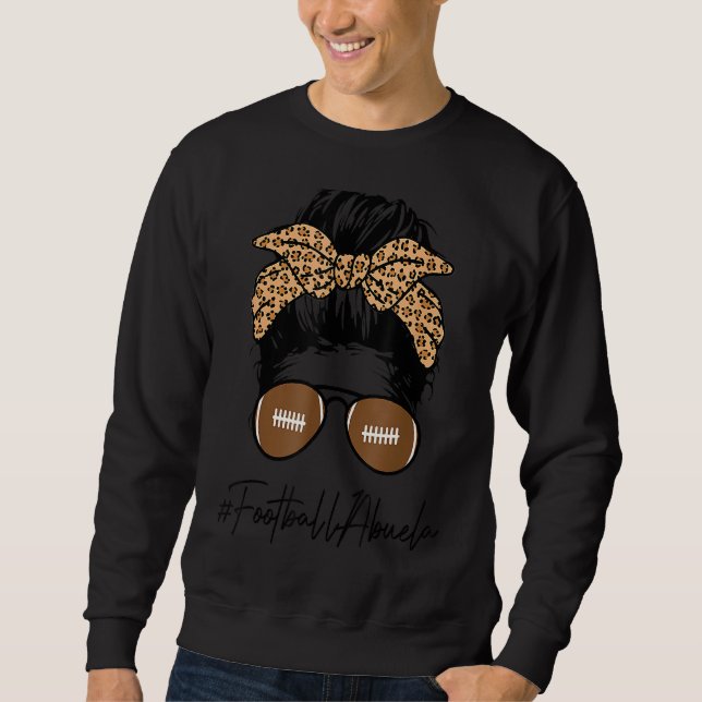Fotbollsliv med leopard och Messy Bun Pl Lång Ärmad Tröja (Framsida)