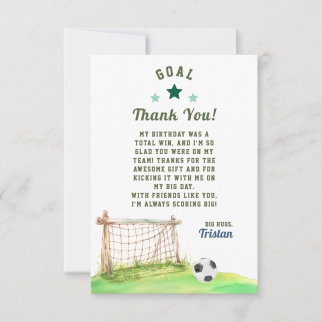 Fotbollsmål Födelsedag Tack Kort (Framsida)