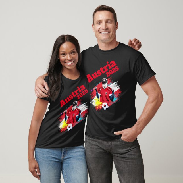 Fotbollsmålet Firande Österrike Flagga 2025 T Shirt (Unisex)