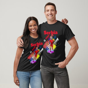 Fotbollsmålet Firande Serbien Flagga 2025 T Shirt
