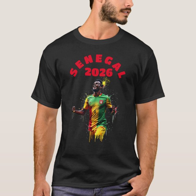 Fotbollsmålfirande Senegals flagga 2026 T Shirt (Framsida)