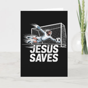 Fotbollsmålvakt Jesus Räddar Kristen Sällskap Kort