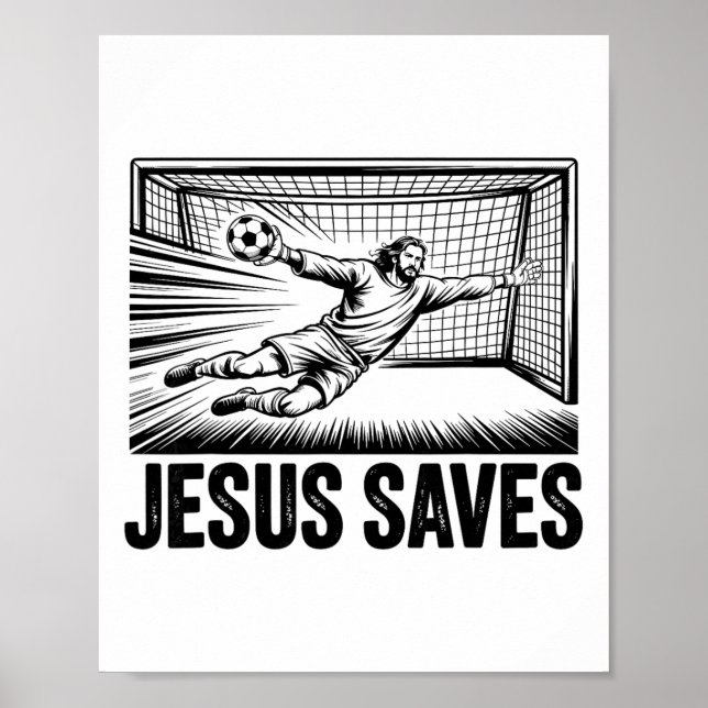 Fotbollsmålvakt Jesus Räddar Kristna Förening Poster (Framsidan)