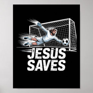 Fotbollsmålvakt Jesus Sparar Kristna Soc Poster