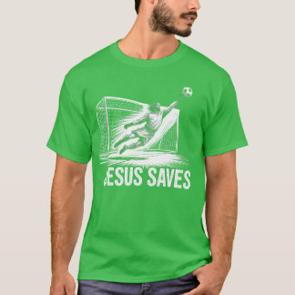 Fotbollsmålvakt Jesus Sparar Kristna Soc T Shirt