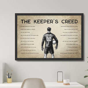 Fotbollsmålvaktens credo monogram pergament poster