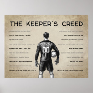 Fotbollsmålvaktens credo Monogram Vintage Poster