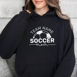 Fotbollsmamma Anpassat Lag Namn Svart Hoodie T Shirt