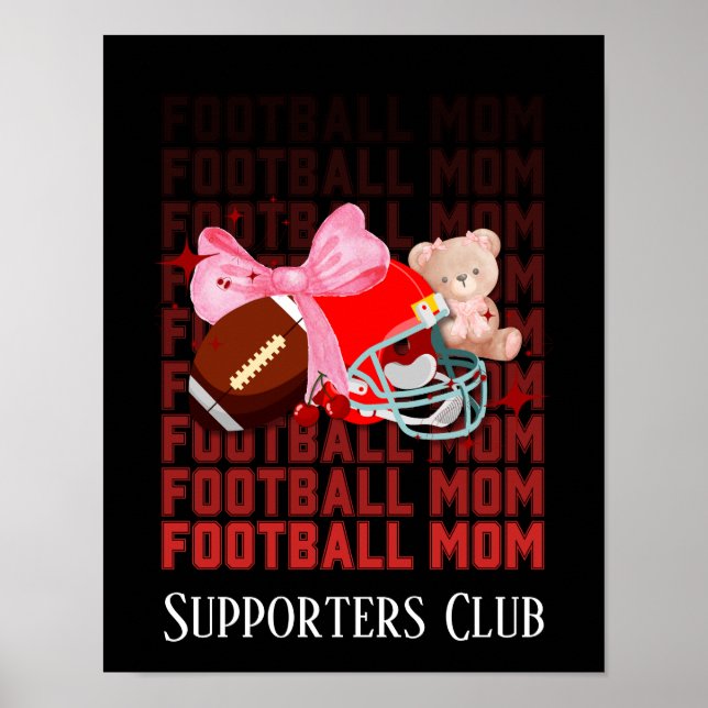 Fotbollsmamma Coquette Bow Anpassad text Poster (Framsidan)