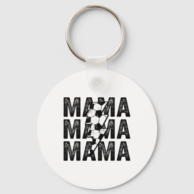Fotbollsmamma Distressed Blixtikon Mamma  Nyckelring (Framsida)
