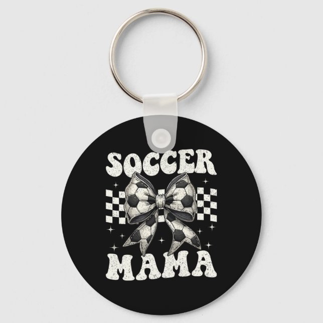 Fotbollsmamma Roligt Coquette Bow Mamma Mamma  Nyckelring (Framsida)