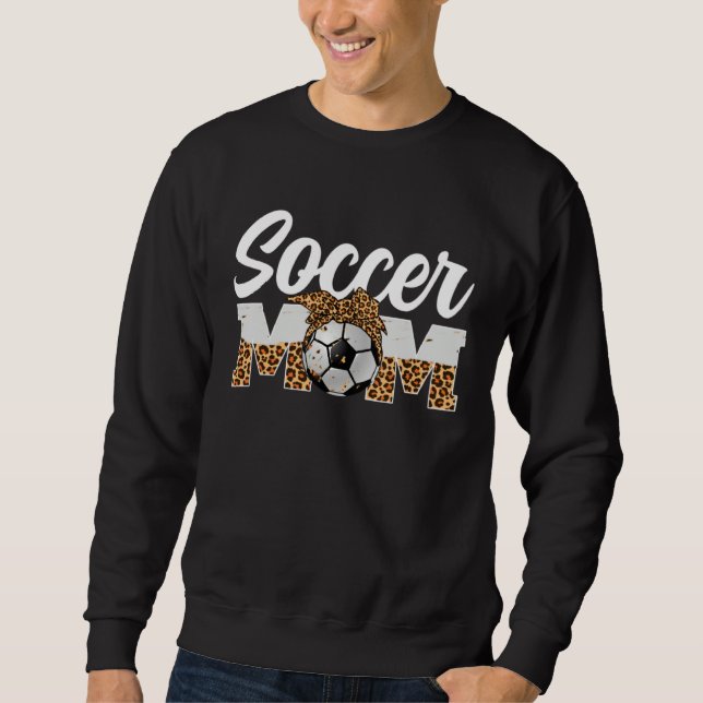 Fotbollsmamma Spel Dag Kvinnor Leopard Mors Dag Lång Ärmad Tröja (Framsida)