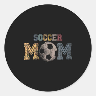 Fotbollsmamma Vintage Retro Kläder Söt Mamma Fotbo Runt Klistermärke