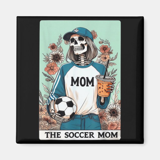 Fotbollsmamman tarotkort halloween skelett mamma magnet (Framsidan)