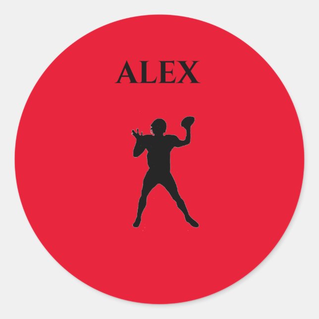 Fotbollsmärken med personlig namn. runt klistermärke (Framsida)