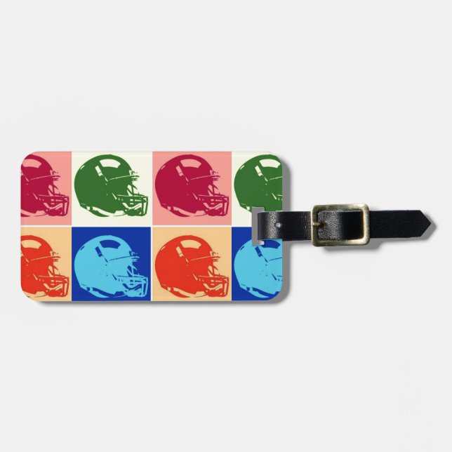 Fotbollsmarkering Helmet Pop Art Travel Luggage Ta Bagagebricka (Horisontell Framsida)