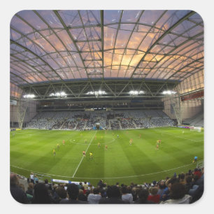 Fotbollsmatch, Forsyth Barr Stadium, Dunedin Fyrkantigt Klistermärke