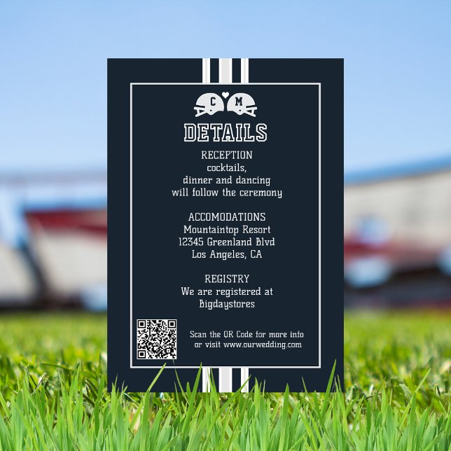 Fotbollsmatch Sportbröllop Detaljer QR-kod Tilläggskort (Skapare uppladdad)