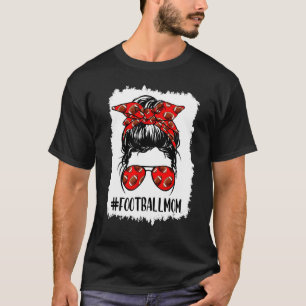 Fotbollsmatchen Mamma Life, blekt Messy Bun Footba T Shirt