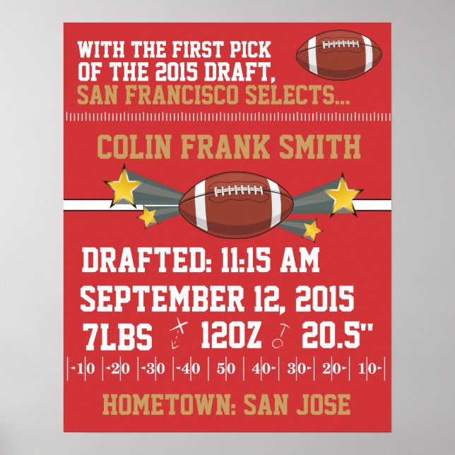 Fotbollsmeddelande - Röda & Guld Poster (Framsidan)