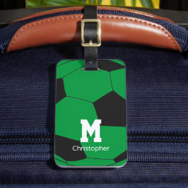 Fotbollsmonogram och Namn Bagagebricka
