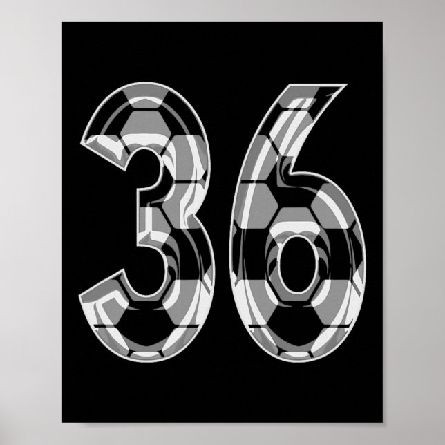 Fotbollsmönster Nummer 36 Tröja Spelaruniform #36 Poster (Framsidan)