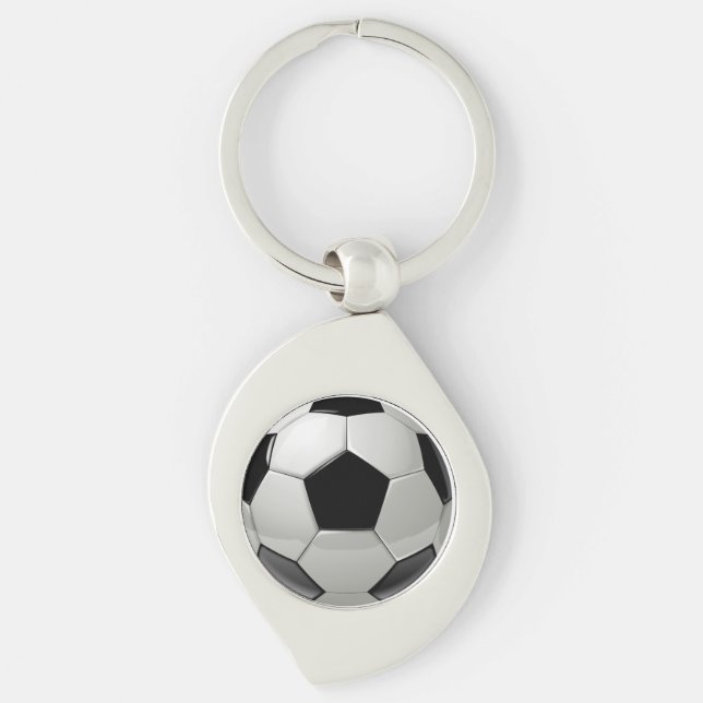 Fotbollsnyckelring Swirl Silverfärgad Nyckelring (Framsidan)