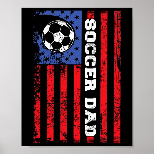 Fotbollspappa Usa Flagga Helt Amerikanska Pappor  Poster (Framsidan)