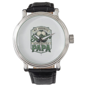 Fotbollspappa Vintage Gravyr Tröja Design_1 Armbandsur