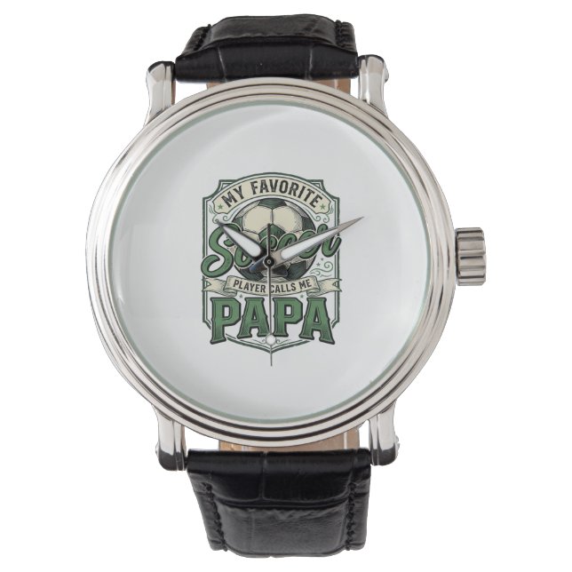 Fotbollspappa Vintage Gravyr Tröja Design_1 Armbandsur (Framsida)