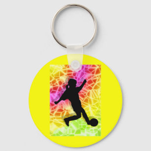 Fotbollspelare & fluorescerande mosaik nyckelring