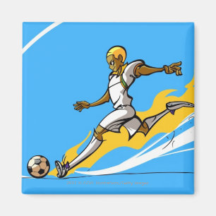 Fotbollspelare som sparkar en fotbollboll magnet