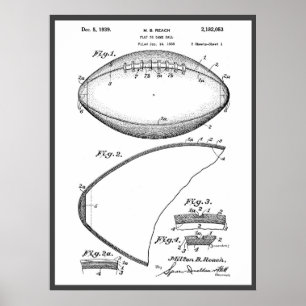 Fotbollspigskin 1939 Poster blått patent