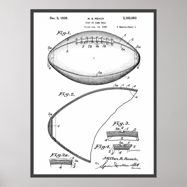 Fotbollspigskin 1939 Poster blått patent (Framsidan)
