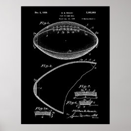 Fotbollspigskin 1939 Poster blått patent