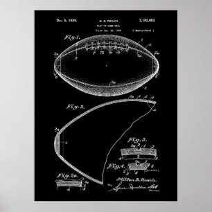 Fotbollspigskin 1939 Poster blått patent