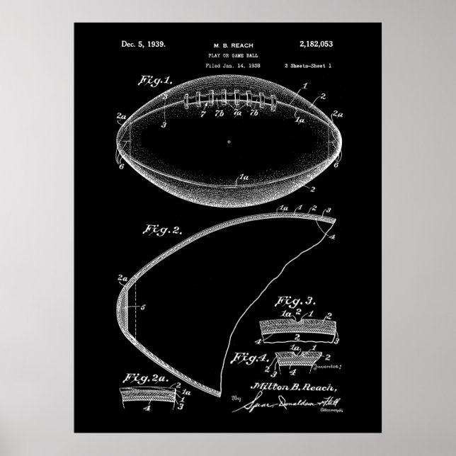 Fotbollspigskin 1939 Poster blått patent (Framsidan)