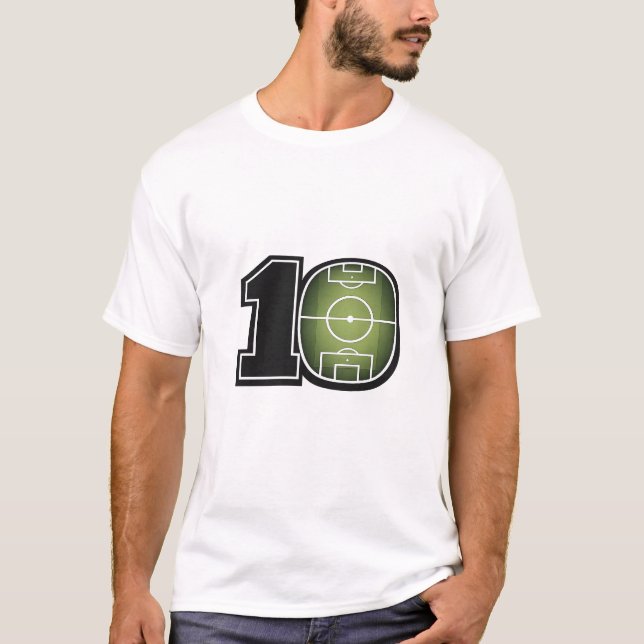 Fotbollsplan Minimalist T-shirt Nummer 10 (Framsida)