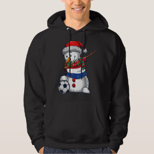 Fotbollspojke Dabbar Snöman Jul Nederländerna F Hoodie
