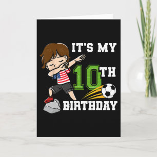 Fotbollspojke Det är min 10-årsdag Amerikansk flag Kort