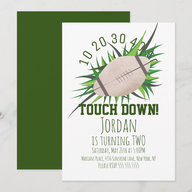 Fotbollsport Touch Down Tailgating Grass Party Inbjudningar (Fram/baksida)