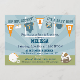 Fotbollsportar - themed baby shower inbjudningar