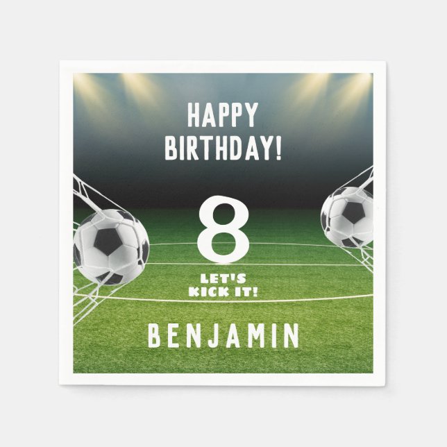 Fotbollsportarna Barns födelsedag i fotboll Pappersservett (Framsidan)