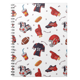 Fotbollsportutrustning med mat Mönster Anteckningsbok