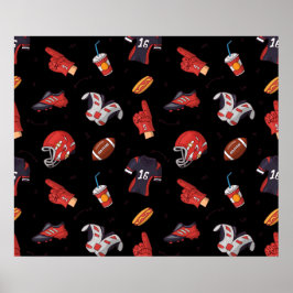 Fotbollsportutrustning med mat Mönster Poster